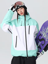 Chaqueta de nieve holgada con diseño de bloques de color y estilo retro Searipe para mujer