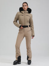 Traje de esquí acampanado con ribete de piel sintética Gsou Snow Mountain Chic para mujer
