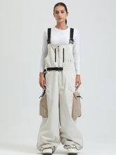 GSOU SNOW Womens Snowboard Bibs Super Baggy Ski Bibs Loose Snow Pants Overalls Waterproof Insulated Winter