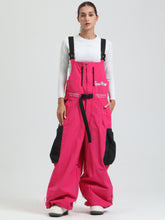 GSOU SNOW Womens Snowboard Bibs Super Baggy Ski Bibs Loose Snow Pants Overalls Waterproof Insulated Winter