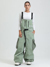 GSOU SNOW Womens Snowboard Bibs Super Baggy Ski Bibs Loose Snow Pants Overalls Waterproof Insulated Winter