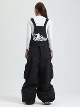 GSOU SNOW Womens Snowboard Bibs Super Baggy Ski Bibs Loose Snow Pants Overalls Waterproof Insulated Winter