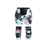Gsou Snow Adult Powder Blue Tie-dye Ski/Snowboard Protective Gear Shorts And Knee Pads Set