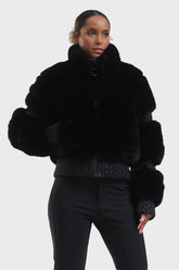 Elegant Women's Black Faux Fur Slim Fit Ski Jacket