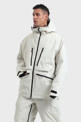 Men's Off White Multifunctional Waterproof Insulated Snow Jacket