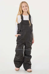 Girls’ Black Reflective Durable Workwear Snow Bibs