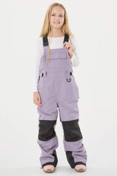 Girls’ Lavender Reflective Durable Workwear Snow Bibs