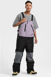 Men's Lavender & Black Lightweight Waterproof Snow Bibs