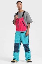 Men's Fuchsia & Capri Lightweight Waterproof Snow Bibs