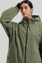 Women's Army Green Dual-Vent Minimalist Waterproof Insulated Snow Jacket