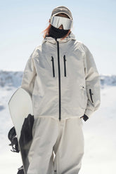 Women's Off White Multi-Pocket Dual-Vent Waterproof Insulated Snow Jacket