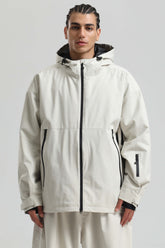 Men's Off White Fully Sealed Dual-Vent Minimalist Insulated Snow Jacket