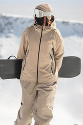 Women's Khaki Fully Sealed Dual-Vent Minimalist Insulated Snow Jacket