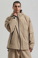 Men's Khaki Fully Sealed Dual-Vent Minimalist Insulated Snow Jacket