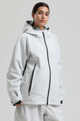 Women's Light Grey Fully Sealed Dual-Vent Minimalist Insulated Snow Jacket