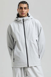 Men's Light Grey Fully Sealed Dual-Vent Minimalist Insulated Snow Jacket