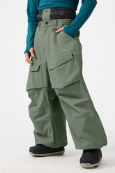 Men's Army Green Baggy Utility Wear-resistant Snow Pants