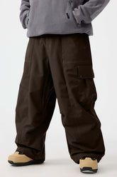 Men's Dark Brown Baggy Oxford Wear-resistant Snow Pants