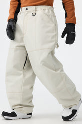 Men's Beige Baggy Oxford Workwear Snow Pants