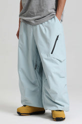 Men's Ice Blue Lightweight Breathable Baggy Snow Pants