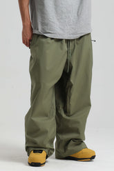 Men’s Army Green Baggy Drawstring Durable Snow Pants