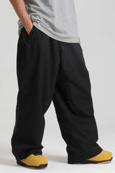 Men’s Black Baggy Drawstring Durable Snow Pants