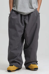 Men’s Dark Gray Baggy Drawstring Durable Snow Pants