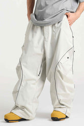 Men’s Off White Durable Reflective Stripe Baggy Snow Pants