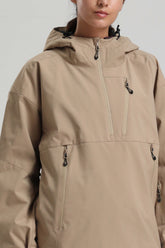 Women's Khaki Side-Zip Vent Fully Sealed Insulated Snow Anorak