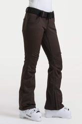 Women’s Dark Brown Slim Fit Waterproof Flared Hem Ski Pants