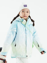 Chaqueta de nieve aislante de invierno con diseño colorido de vector para niña