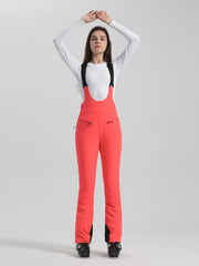 Gsou Snow Damen Ski-Latzhose, einfarbig, hochelastisch, schmal