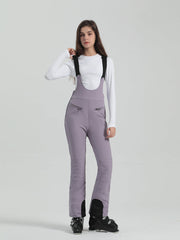 Gsou Snow Damen Ski-Latzhose, einfarbig, hochelastisch, schmal