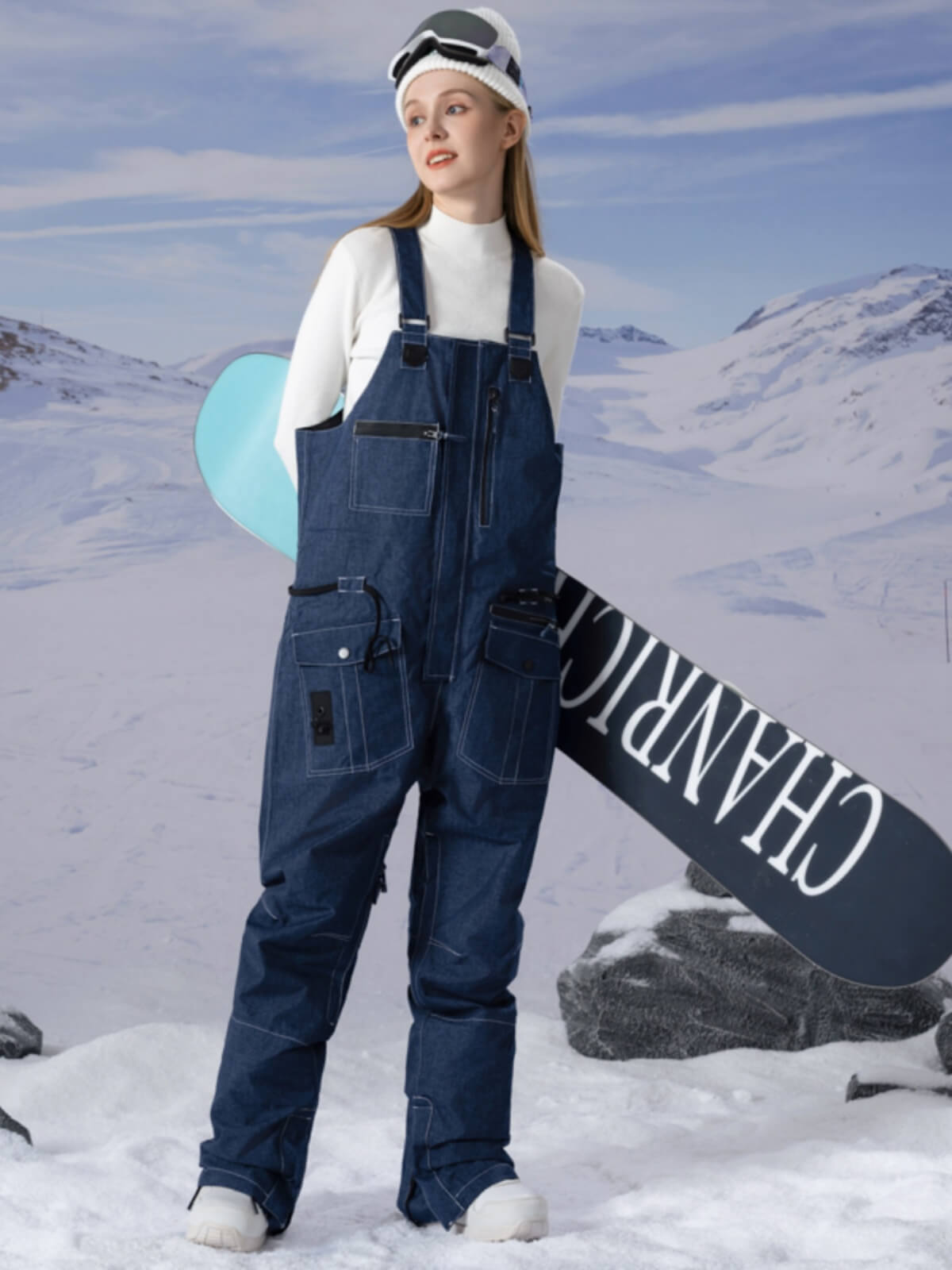 PowderQueen Snow Adventure Bibs Denim-Schneehose für Damen