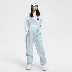 Pantalones con peto de esquí y snowboard unisex de estilo chic francés de alta experiencia para mujer