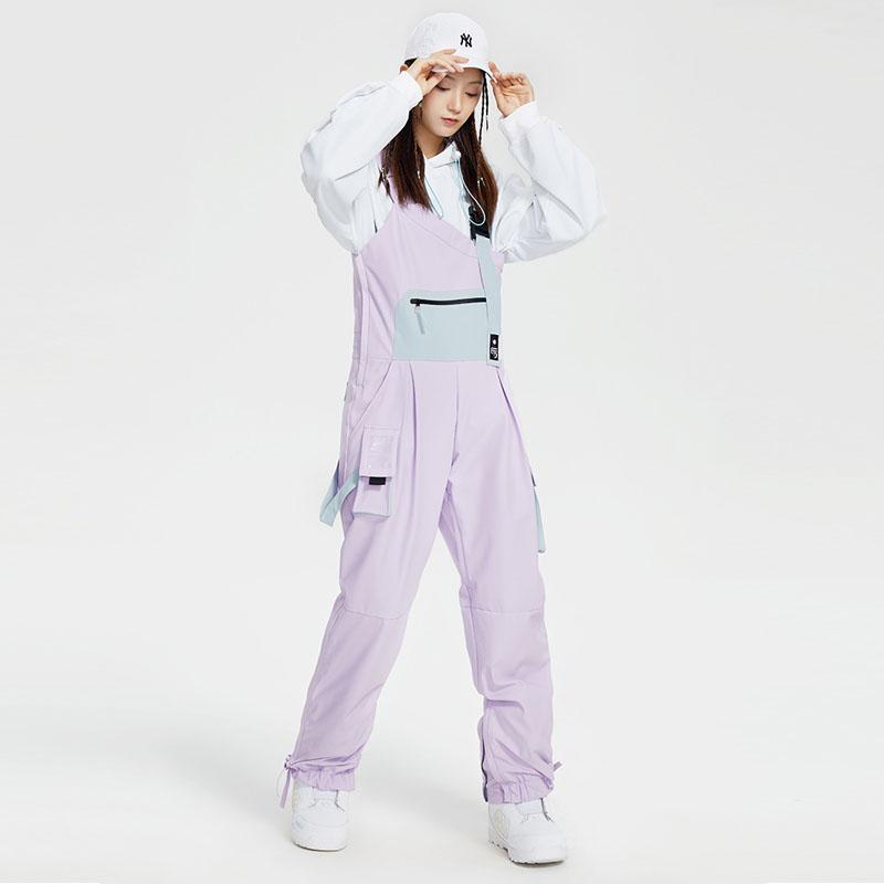 Pantalones con peto de esquí y snowboard unisex de estilo chic francés de alta experiencia para mujer