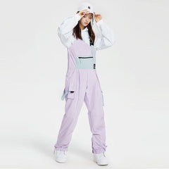 Pantalones con peto de esquí y snowboard unisex de estilo chic francés de alta experiencia para mujer
