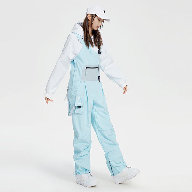 Pantalones con peto de esquí y snowboard unisex de estilo chic francés de alta experiencia para mujer