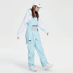 Pantalones con peto de esquí y snowboard unisex de estilo chic francés de alta experiencia para mujer