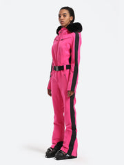 Traje de esquí de una pieza de piel sintética para mujer Over Ski 