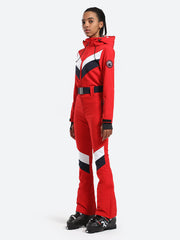 Over Ski Women's Stripe One Piece Ski Suit With Hood