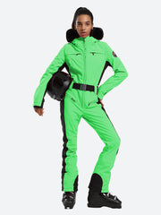 Gsou Snow Women's Classic Faux Fur One Piece Ski Suit