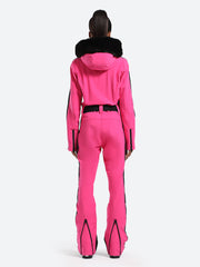 Traje de esquí de una pieza de piel sintética para mujer Over Ski 