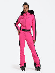 Traje de esquí de una pieza de piel sintética para mujer Over Ski 