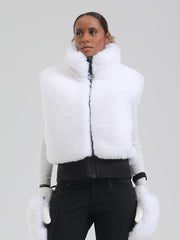Chaleco de esquí de invierno de moda de polar de pelo alto Mountain Luxe para mujer