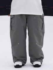 Men's Double Knee Mountain Freestyle Baggy Camo Snow Pants