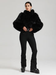 Women's Gsou Snow Glacier Vogue Faux Fluffy Fur Top Ski Jumpsuit