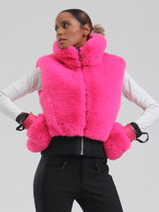 Chaleco de esquí de invierno de moda de polar de pelo alto Mountain Luxe para mujer