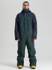 Men's Backcountry Explorer One Piece Cargo Ski Suits Full Body Snowsuits