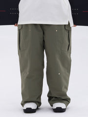Men's Double Knee Mountain Freestyle Baggy Camo Snow Pants